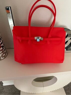 Jelly The Pug Bright Red Structured Satchel